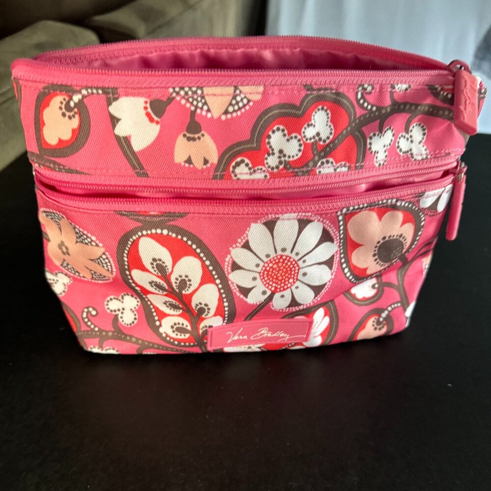 Vera Bradley floral cosmetic bag pink blossom canvas waterproof material - 357